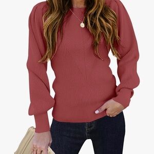 Crew Neck Pullover Sweater Knit Mauve (S)